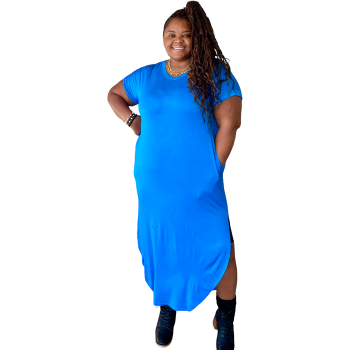 Plus Size Basic Maxi Dress With Pockets - Fabulously Dressed Boutique 