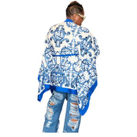 Blue Royalty Oversized Printed Kimono - Fabulously Dressed Boutique