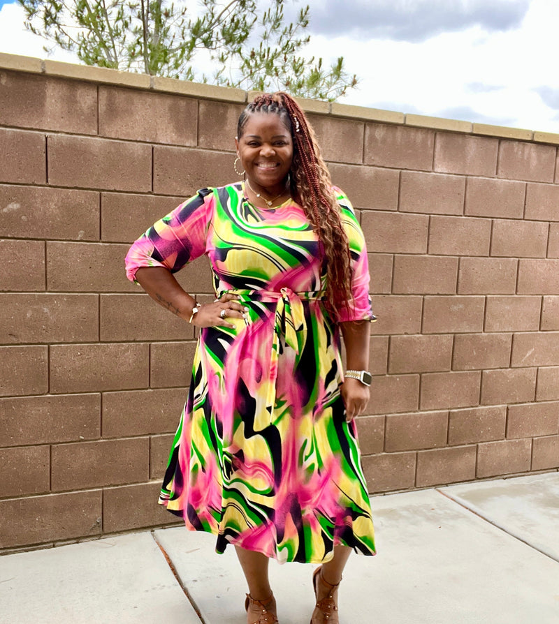 Brushed Print Plus Size Midi Dress - Fabulously Dressed Boutique Fabulously Dressed Boutique Brushed Print Plus Size Midi Dress - Fabulously Dressed Boutique Fabulously Dressed Boutique