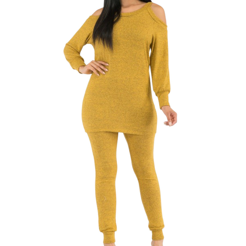 Classy Plus Size Cold Shoulder Jogger Set - Fabulously Dressed Boutique 