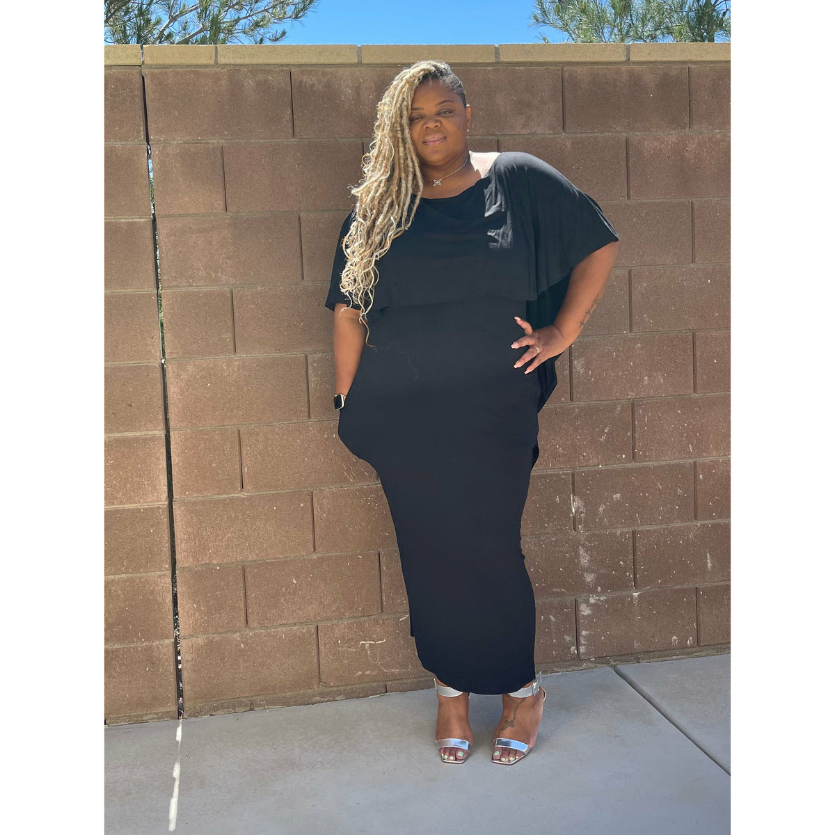 The Dana Black Draped Maxi Dress Size 3X - Fabulously Dressed Boutique 