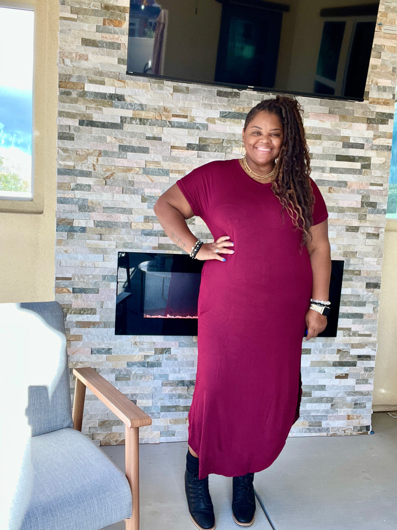 Plus Size Basic Maxi Dress With Pockets - Fabulously Dressed Boutique 