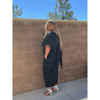 The Dana Black Draped Maxi Dress Size 3X - Fabulously Dressed Boutique 