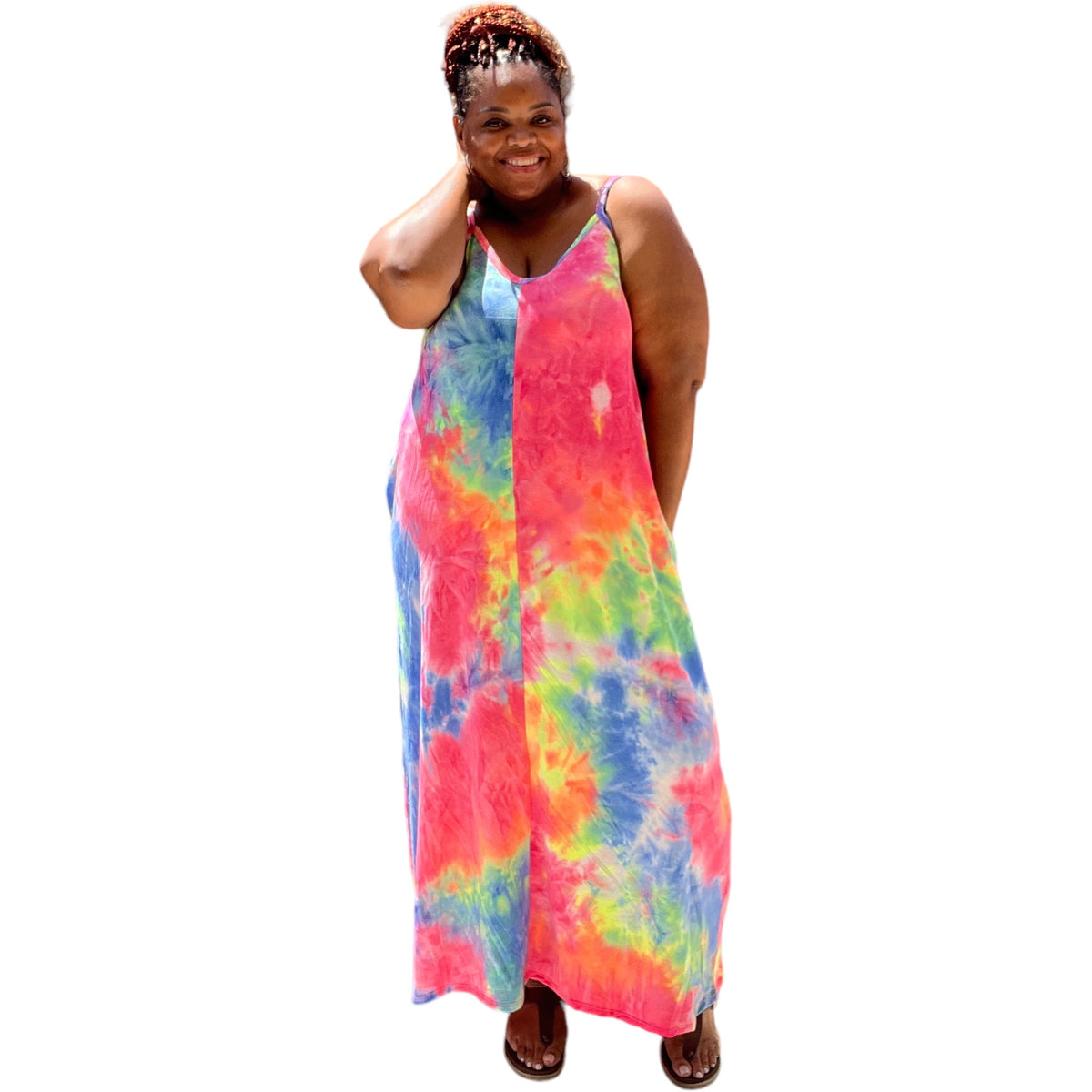 Plus Size Boho Chic Tie Dye Maxi Dress - Fabulously Dressed Boutique 