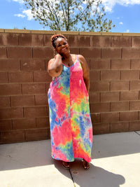 Plus Size Boho Chic Tie Dye Maxi Dress - Fabulously Dressed Boutique 