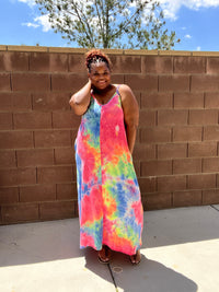 Plus Size Boho Chic Tie Dye Maxi Dress - Fabulously Dressed Boutique 