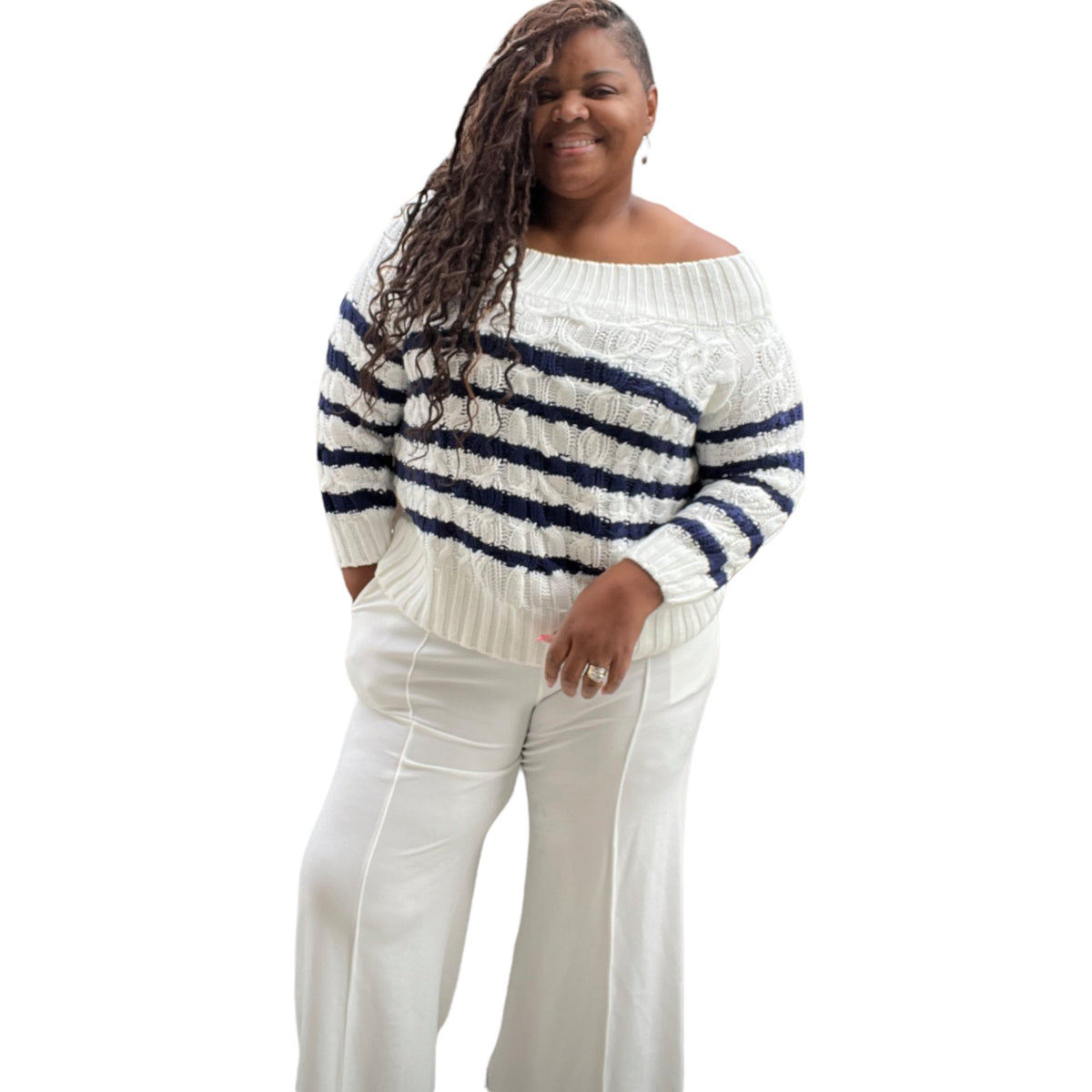 Cable Knit Soft Plus Size Sweater - Fabulously Dressed Boutique 