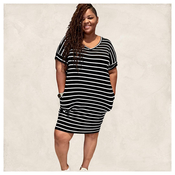 Everyday Basic Striped Tunic Dress - Fabulously Dressed Boutique 