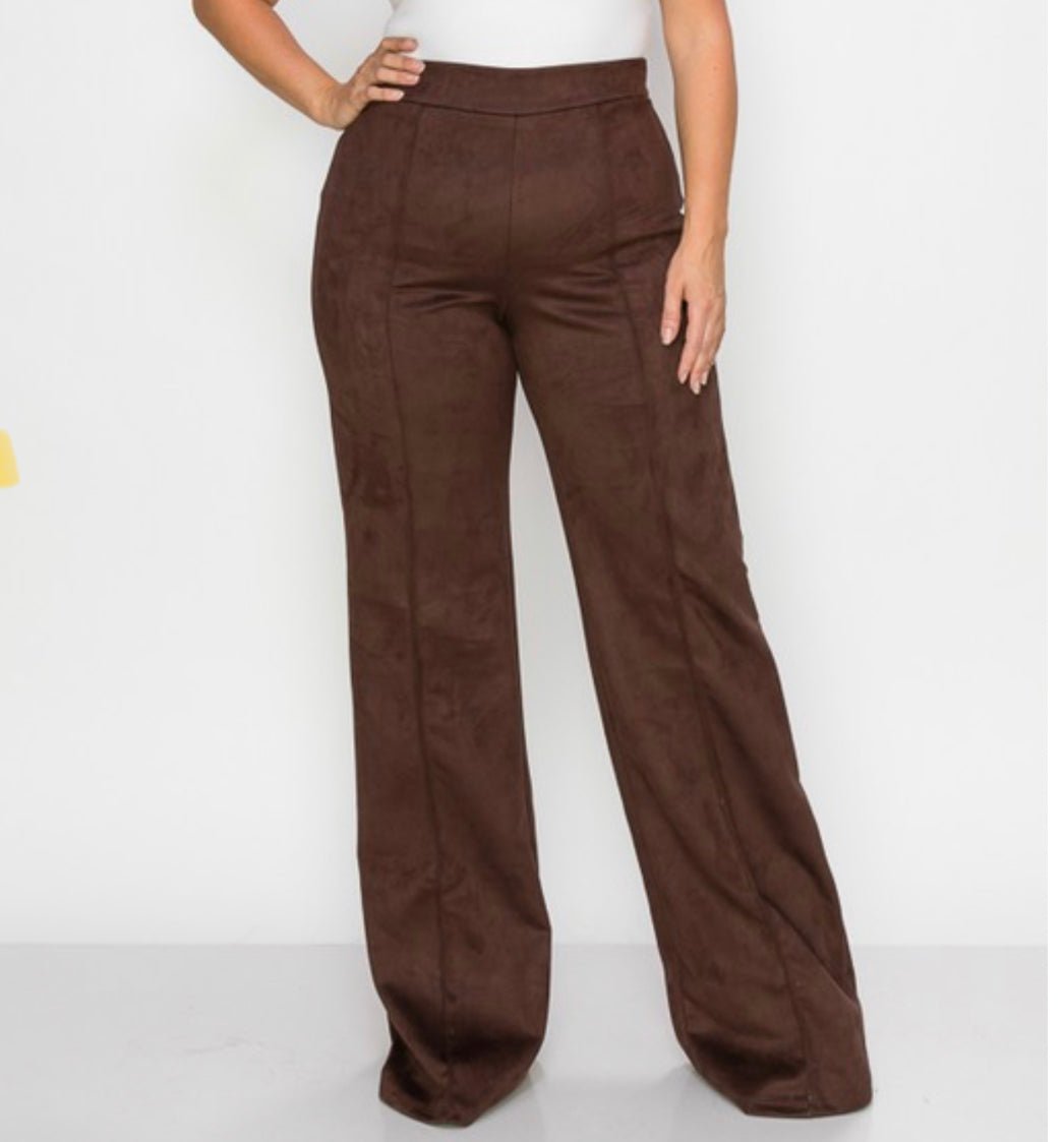 Plus Size High Waisted Faux Suede Pant - Fabulously Dressed Boutique 