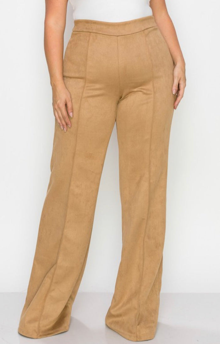 Plus Size High Waisted Faux Suede Pant - Fabulously Dressed Boutique 