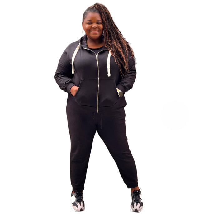 Plus Size Hooded Sweatsuit Set - Fabulously Dressed Boutique 