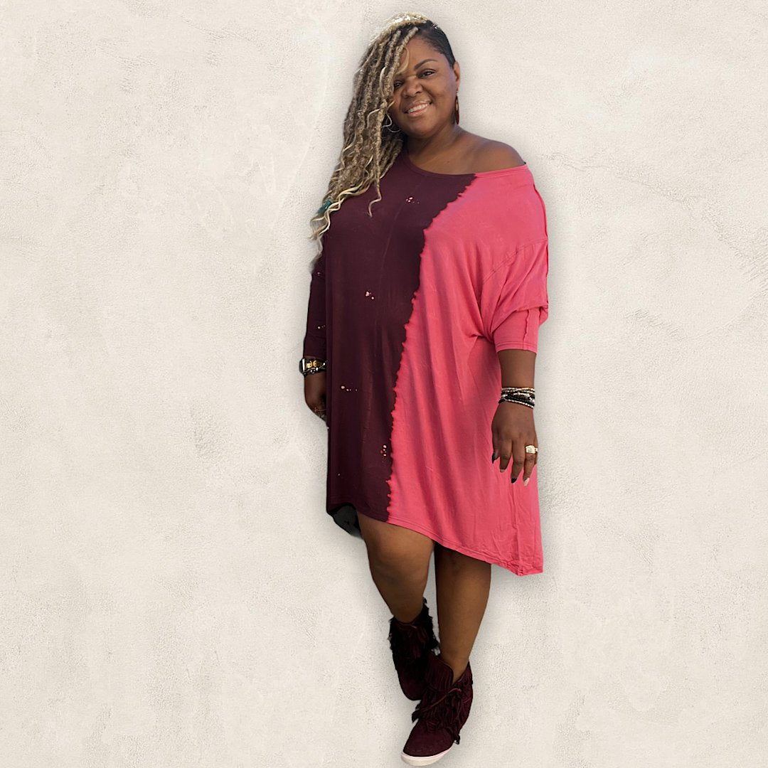 high low shirt dress plus size Slaydiva Plus Size Women's Solid Color Half Sleeve Single Breasted High Low Hem Shirt Dress