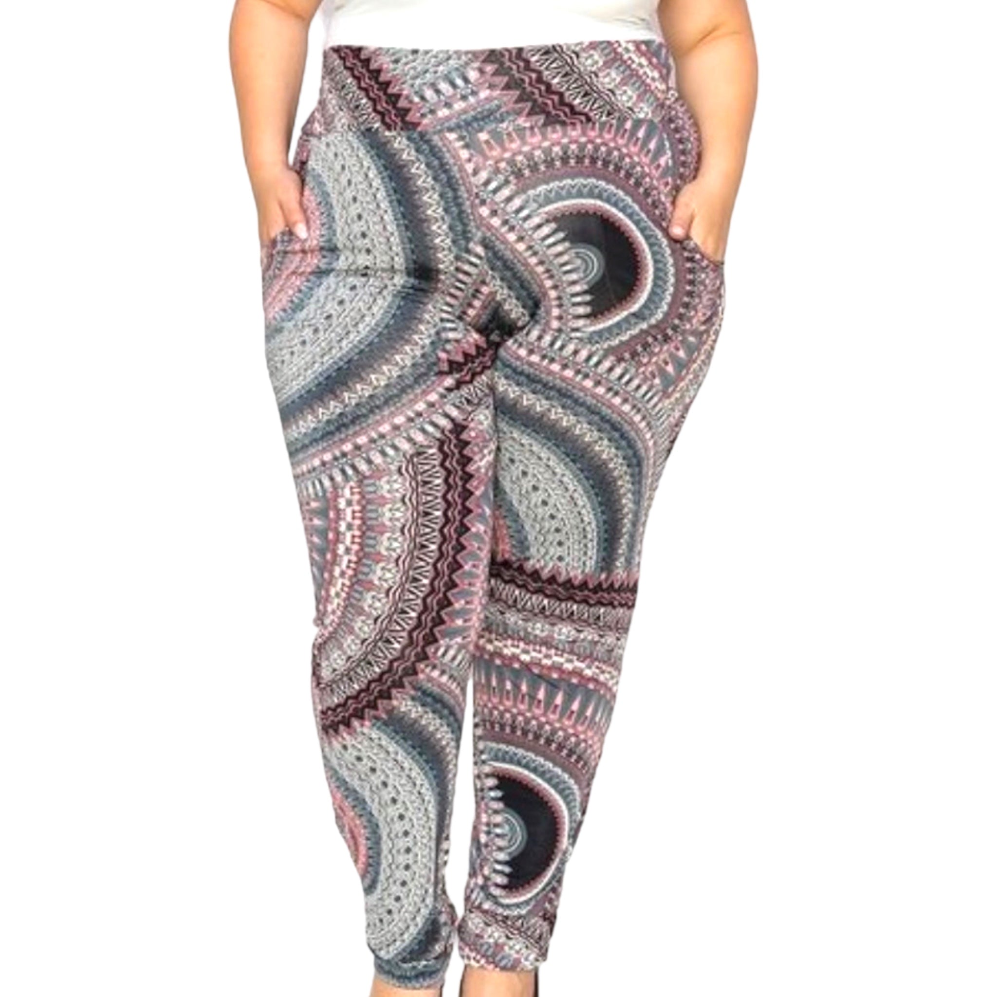 Plus Size Multi Print Pants With Pockets - Fabulously Dressed Boutique 