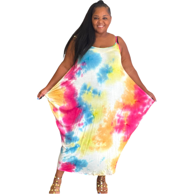 Plus Size Shannon Tie Dye Maxi Dress - Fabulously Dressed Boutique 
