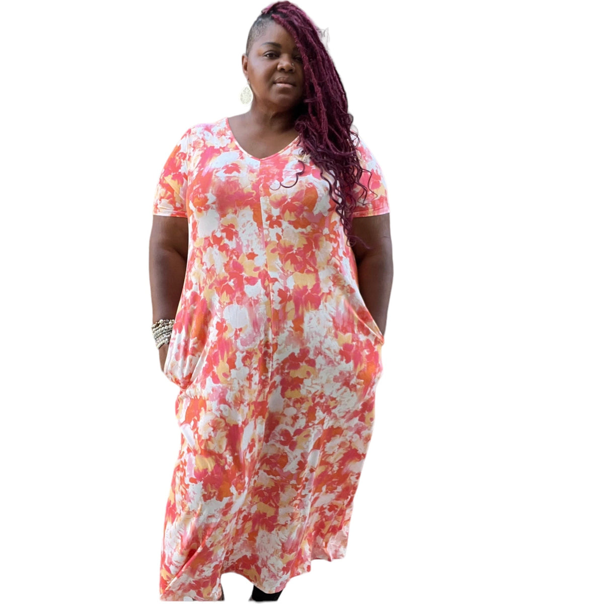 Plus Size Splash Print Maxi Dress - Fabulously Dressed Boutique 