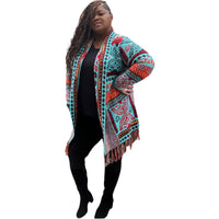 Plus Size Turquoise Tribal Cardigan - Fabulously Dressed Boutique 