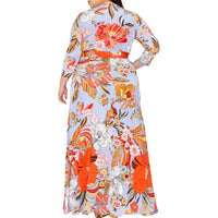 Plus Size Vibrant Floral Faux Wrap Maxi Dress - Fabulously Dressed Boutique 