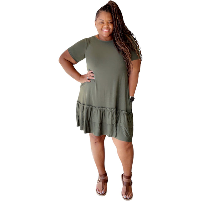 Plus Size Women Baby Doll Ruffed Dress - Fabulously Dressed Boutique 