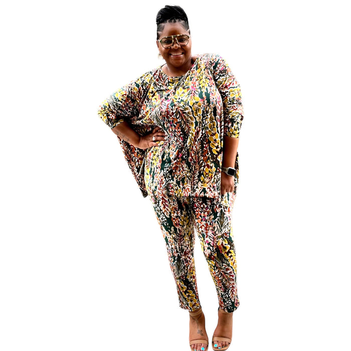 Plus Size Women’s Multicolored Leggings Set - Fabulously Dressed Boutique 