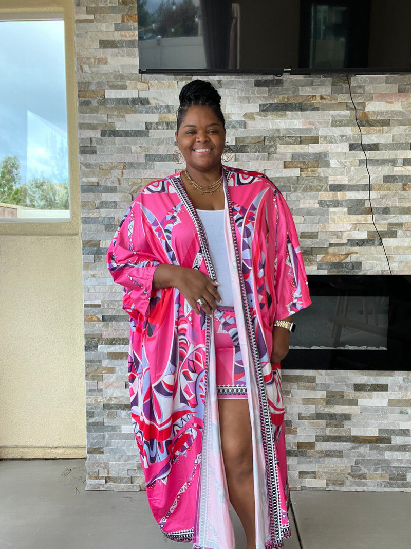 Plus Size Summer Madness Kimono Set - Fabulously Dressed Boutique 
