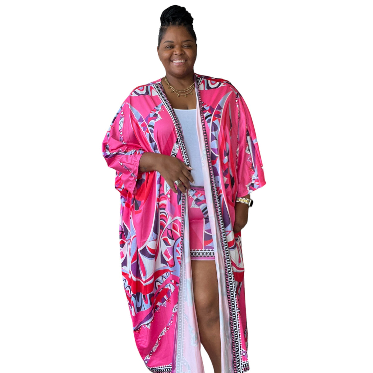 Plus Size Summer Madness Kimono Set - Fabulously Dressed Boutique 