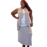 Plus Sleeveless Draped Open Front Cardigan - Fabulously Dressed Boutique 