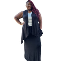 Plus Sleeveless Draped Open Front Cardigan - Fabulously Dressed Boutique 