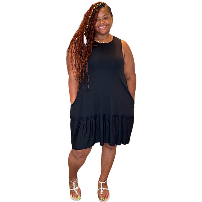 Plus Sleeveless Ruffled Hem Dress - Fabulously Dressed Boutique 