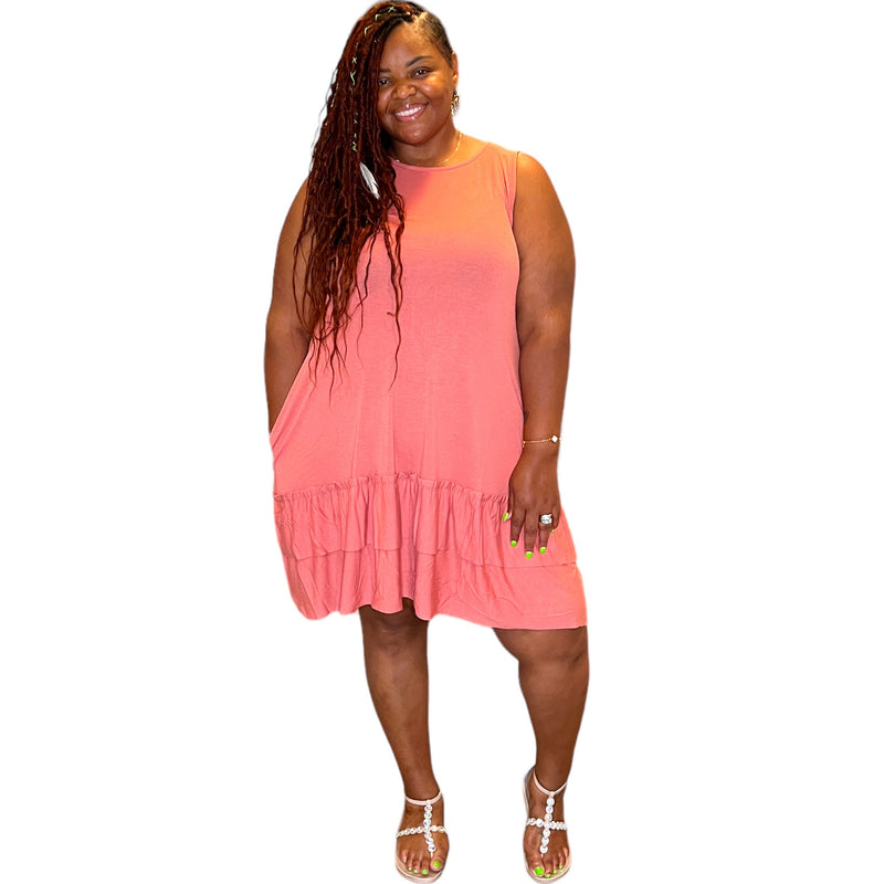 Plus Sleeveless Ruffled Hem Dress - Fabulously Dressed Boutique 