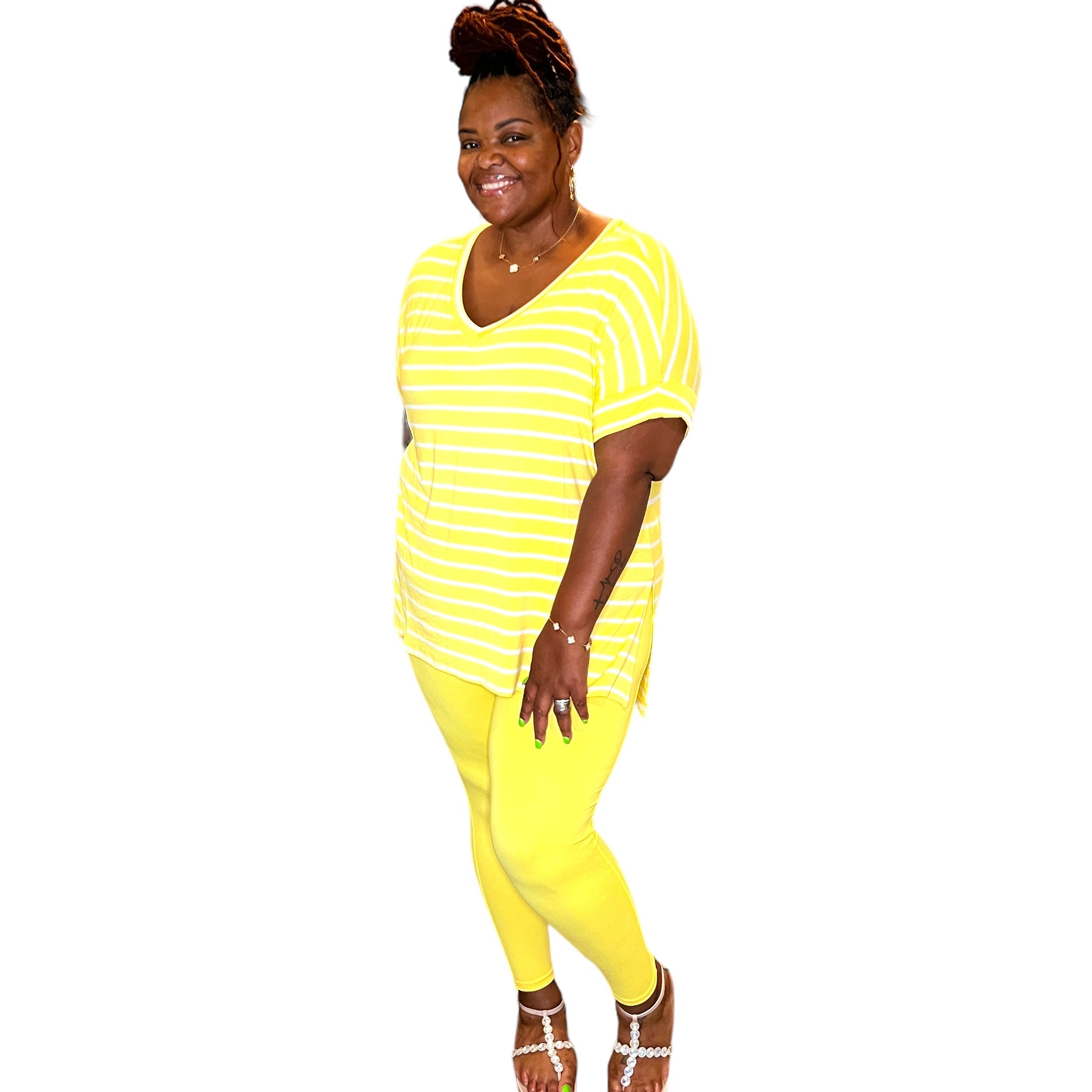 Suki Yellow Lycra Leggings - Blissfully Brand