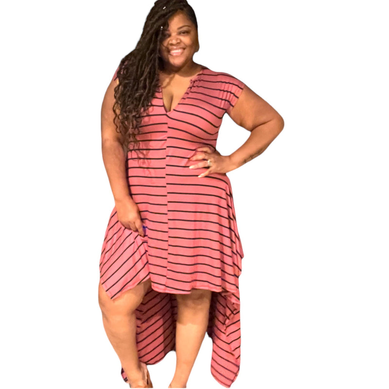 Ribbed Plus Size Hi Low Maxi Dress - Fabulously Dressed Boutique 