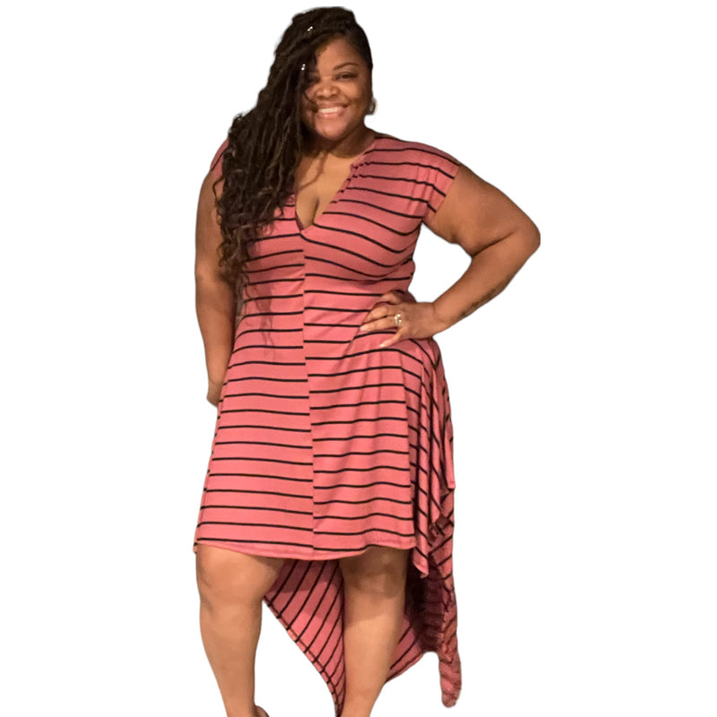 Ribbed Plus Size Hi Low Maxi Dress - Fabulously Dressed Boutique 