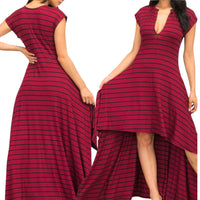 Ribbed Plus Size Hi Low Maxi Dress - Fabulously Dressed Boutique 