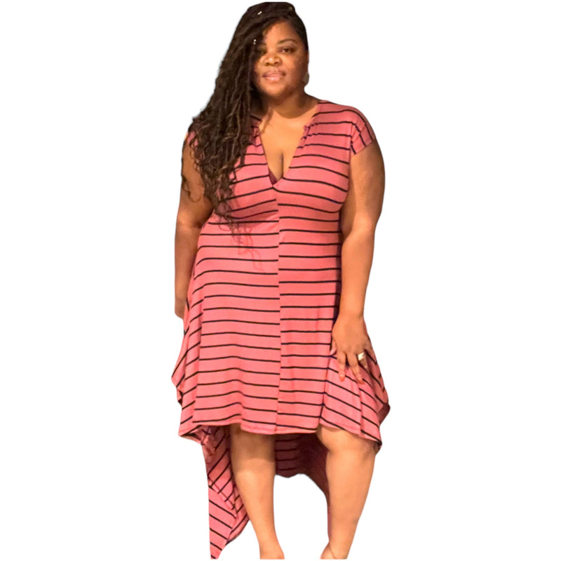 Ribbed Plus Size Hi Low Maxi Dress - Fabulously Dressed Boutique 