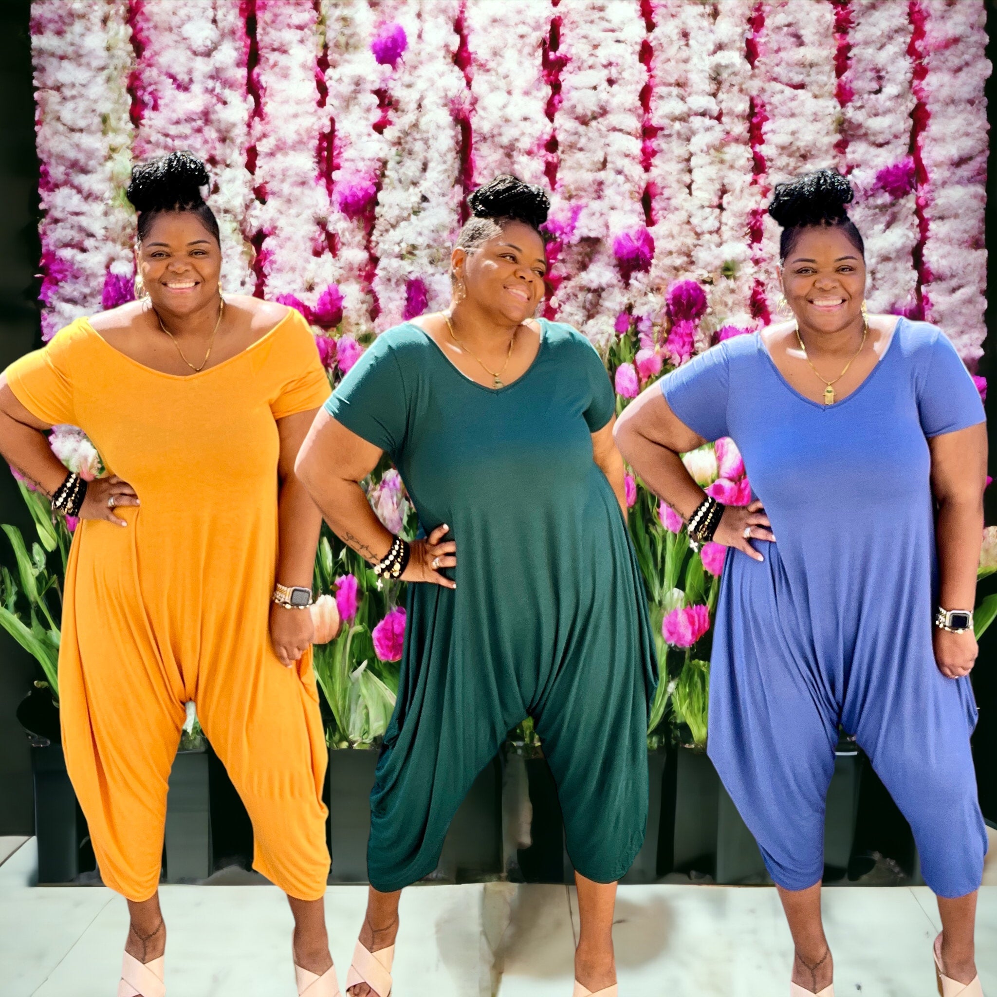 Sassy Women's Harem V-Cut Jumpsuit - Fabulously Dressed Boutique 