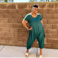 Sassy Women's Harem V-Cut Jumpsuit - Fabulously Dressed Boutique 