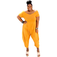 Sassy Women's Harem V-Cut Jumpsuit - Fabulously Dressed Boutique 
