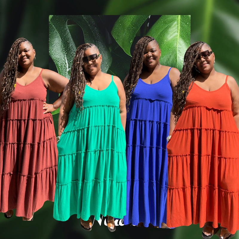 Spaghetti Strap Fit & Flare Plus Size Maxi Dress - Fabulously Dressed Boutique