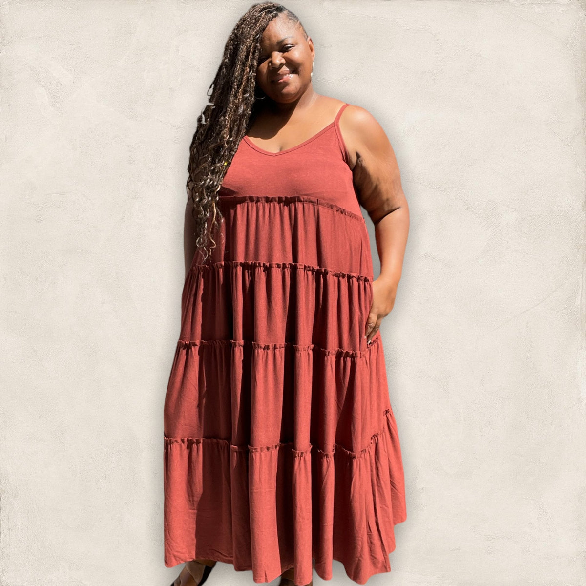 Spaghetti Strap Fit & Flare Plus Size Maxi Dress - Fabulously Dressed Boutique