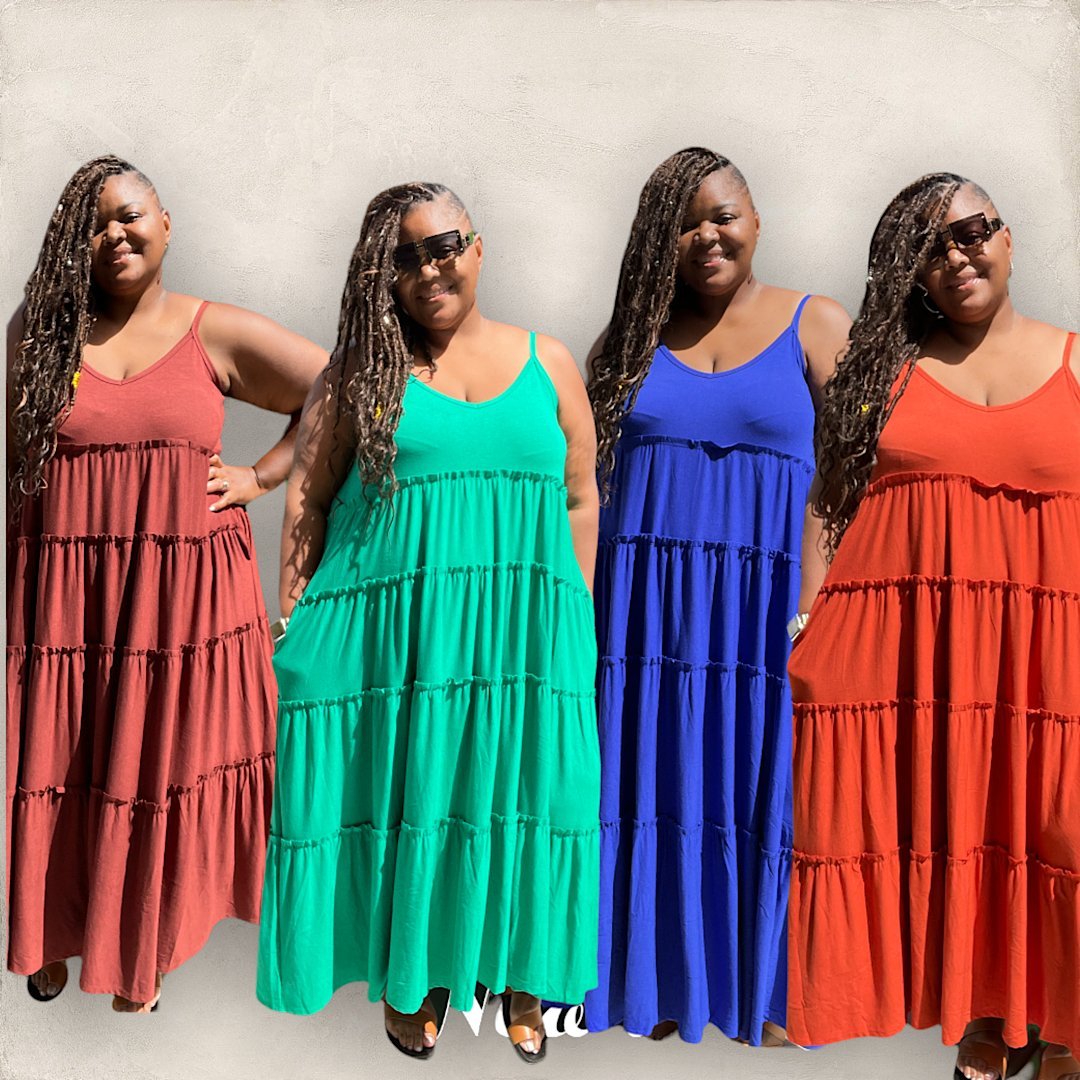 Spaghetti Strap Fit & Flare Plus Size Maxi Dress - Fabulously Dressed Boutique