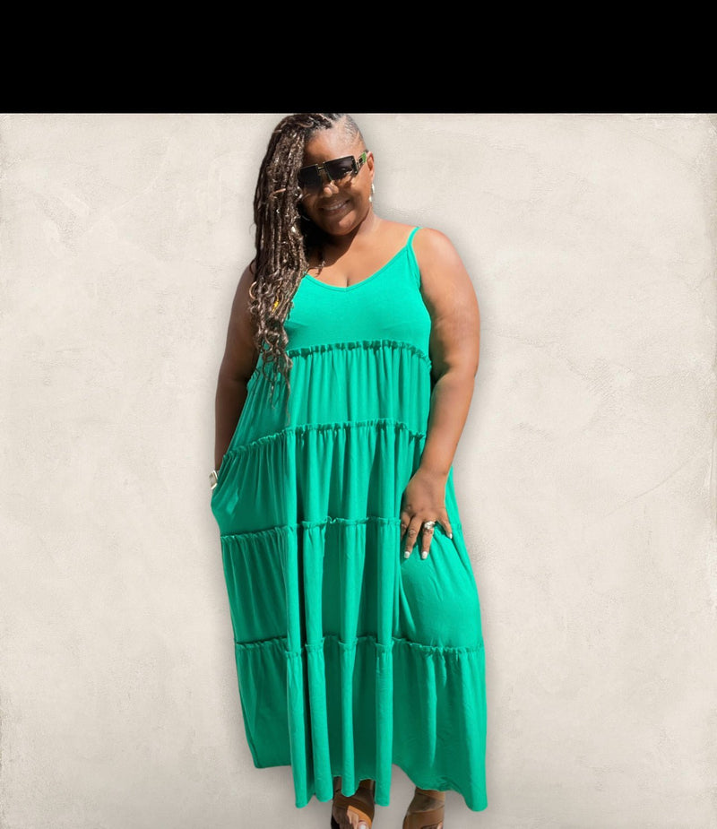 Spaghetti Strap Fit & Flare Plus Size Maxi Dress - Fabulously Dressed Boutique