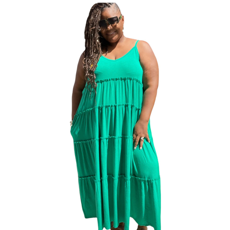 Spaghetti Strap Fit & Flare Plus Size Maxi Dress - Fabulously Dressed Boutique