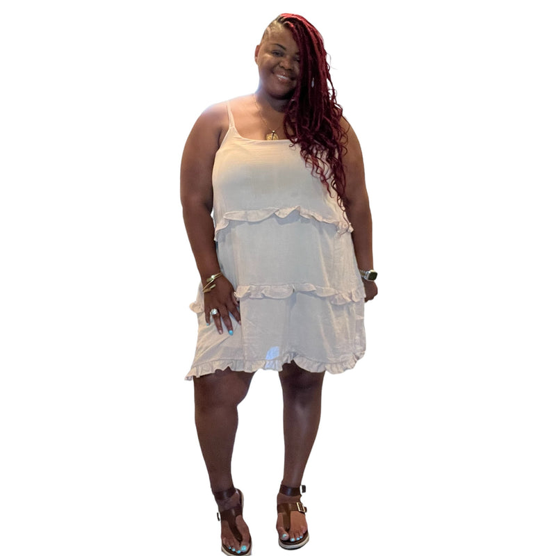 The Annie Ruffled Dress In Natural - Fabulously Dressed Boutique 