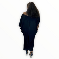 The Dana Black Draped Maxi Dress - Curvy dresses