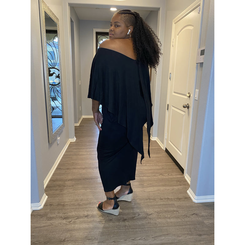 The Dana Black Draped Maxi Dress - Curvy dresses