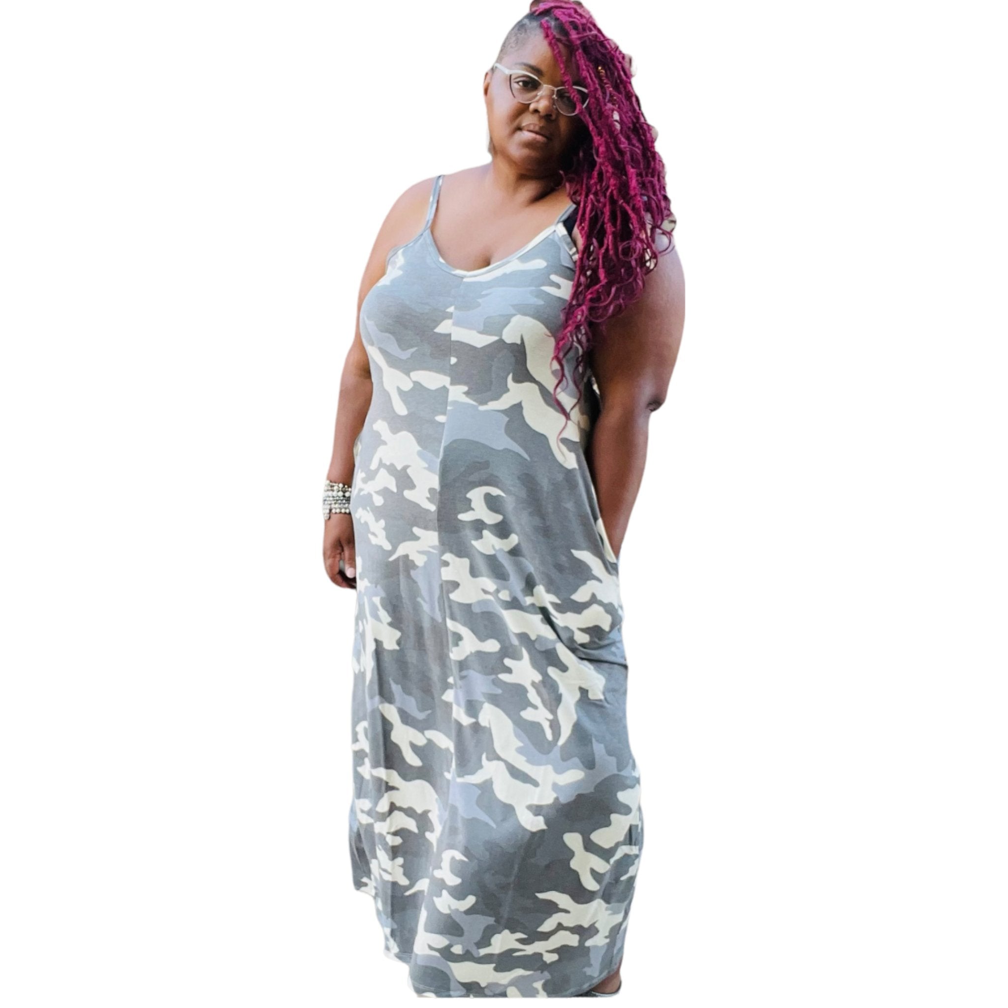 Plus size outlet camo maxi dress