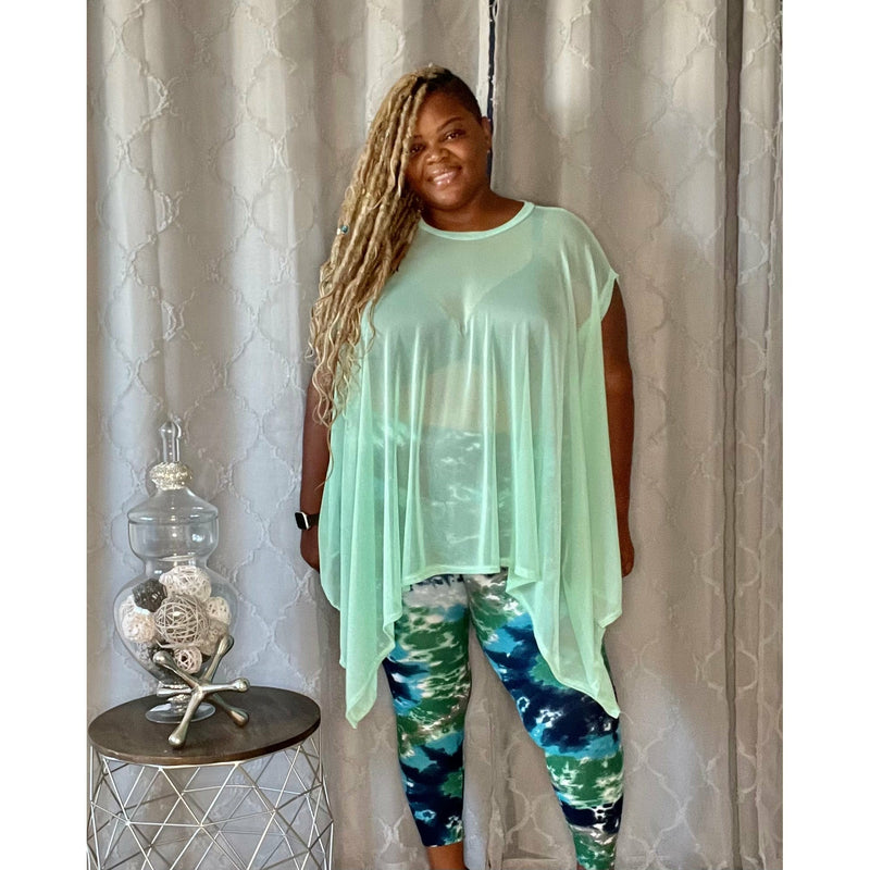 The Mint Mesh Draped Poncho Top - Fabulously Dressed Boutique 