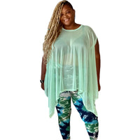 The Mint Mesh Draped Poncho Top - Fabulously Dressed Boutique 