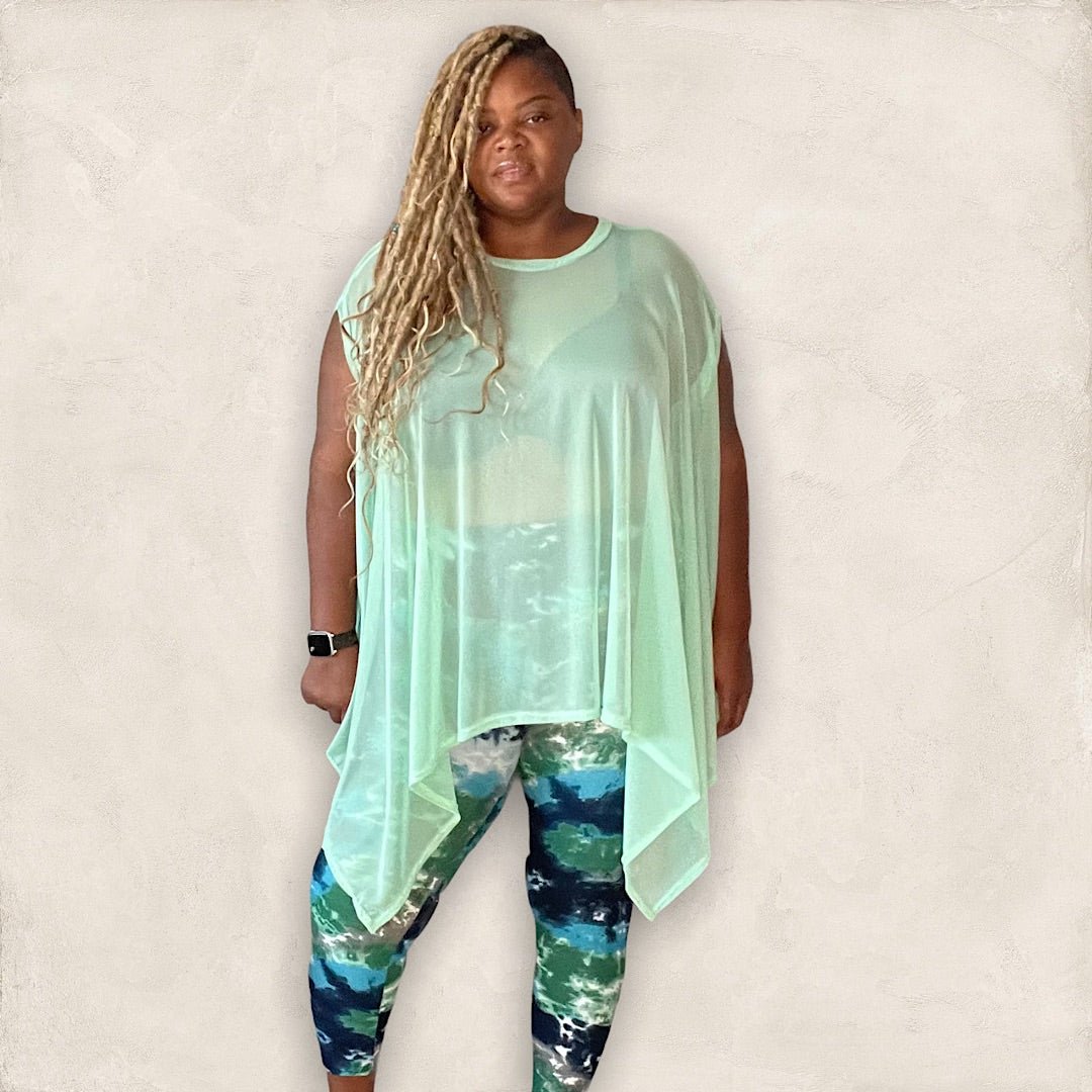 The Mint Mesh Draped Poncho Top - Fabulously Dressed Boutique 