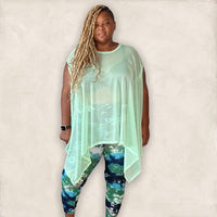 The Mint Mesh Draped Poncho Top - Fabulously Dressed Boutique 